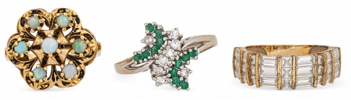 (3) 14K Gemstone Rings