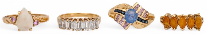 (4) 10K Gemstone Rings