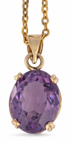 14K Amethyst Pendant Necklace