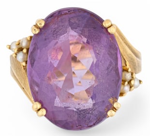 14K Amethyst and Pearl Ring