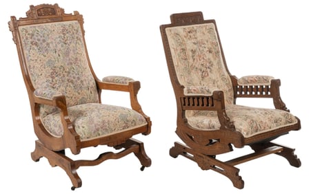 (2) Vintage Eastlake Style Platform Rocking Chairs