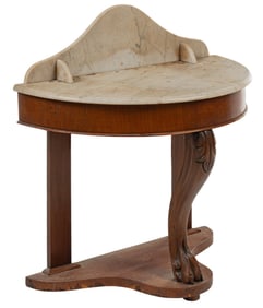 Victorian Marble Top Demilune Wash Stand