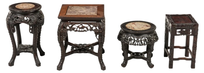 (4) Vintage Chinese Pedestal Tables