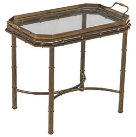 Brass Side Table with Removable Platter
