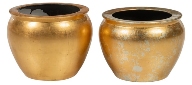 (2) Gilt Ceramic Planters
