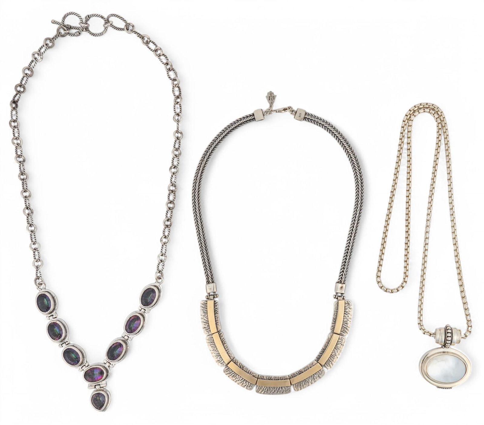 (3) Sterling Silver Gemstone Necklaces (1 of 9)