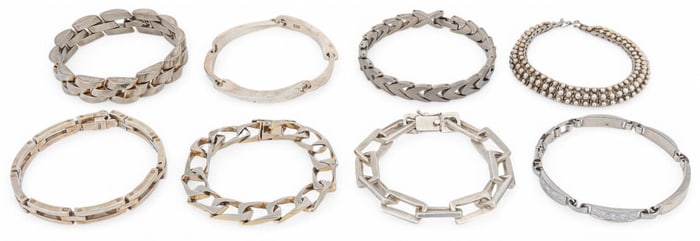 (8) Sterling Silver Chain Link Bracelets