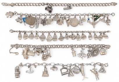 (5) Sterling Silver Charm Bracelets