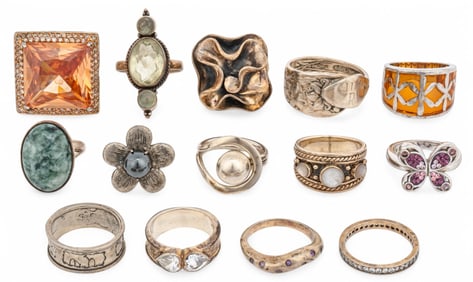 (14) Sterling Silver Rings