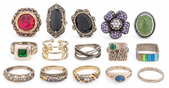 (15) Sterling Silver Rings