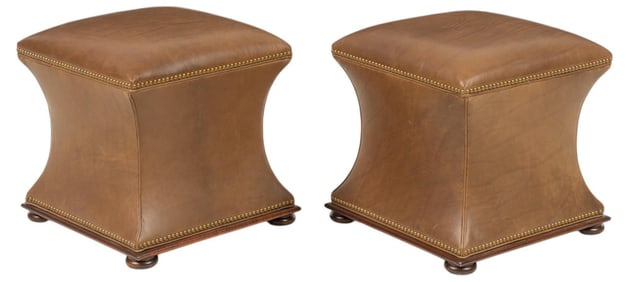 Pair of Leather Ottomans