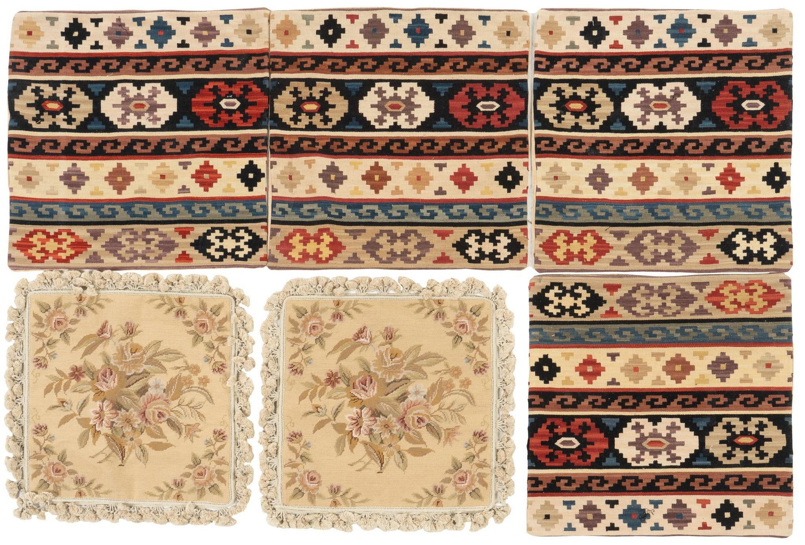 Collection of (6) Pillowcases: Collection of six pillowcases, comprising of a set of four, and set of two 2 ft. 2 in. x 2 ft. 1 in. Provenance: Property from the collection of a Houston, Texas gentleman