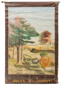 Vintage Hand-Painted Hunt Scene