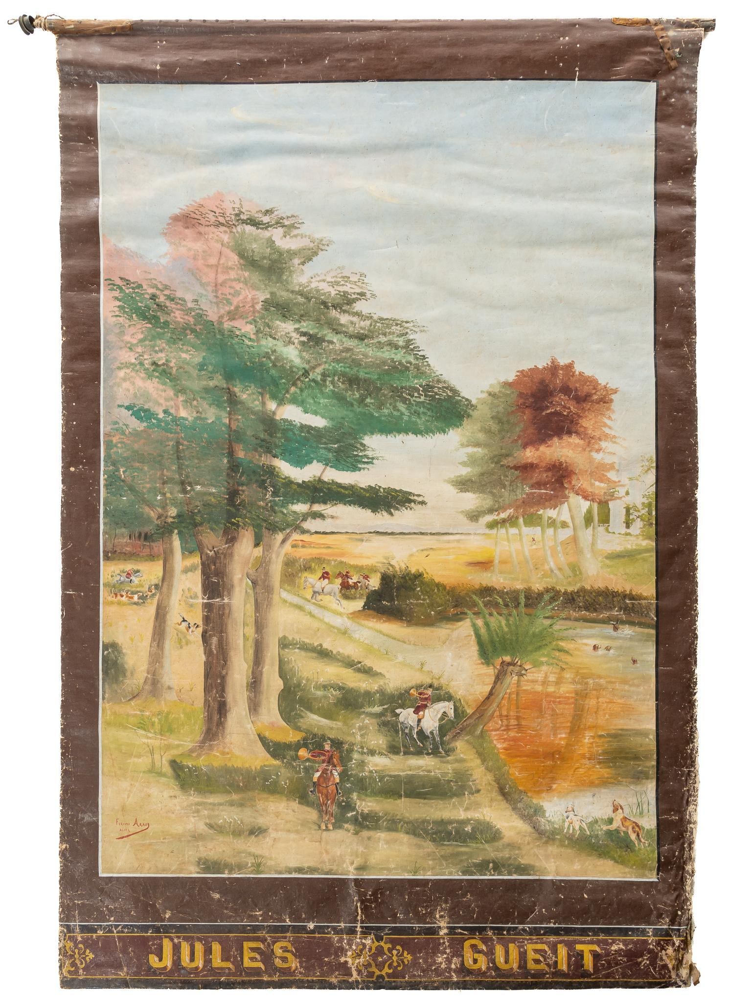 Vintage Hand-Painted Hunt Scene (1 of 6)