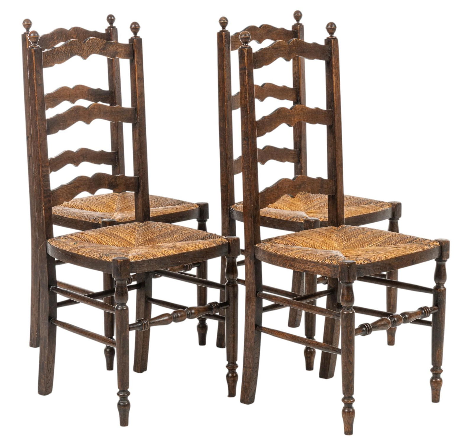 Set of (4) French Provincial Rush Seat Dining Chairs (1 of 8)