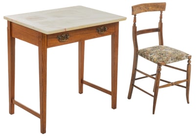 Marble Top Desk and Chair