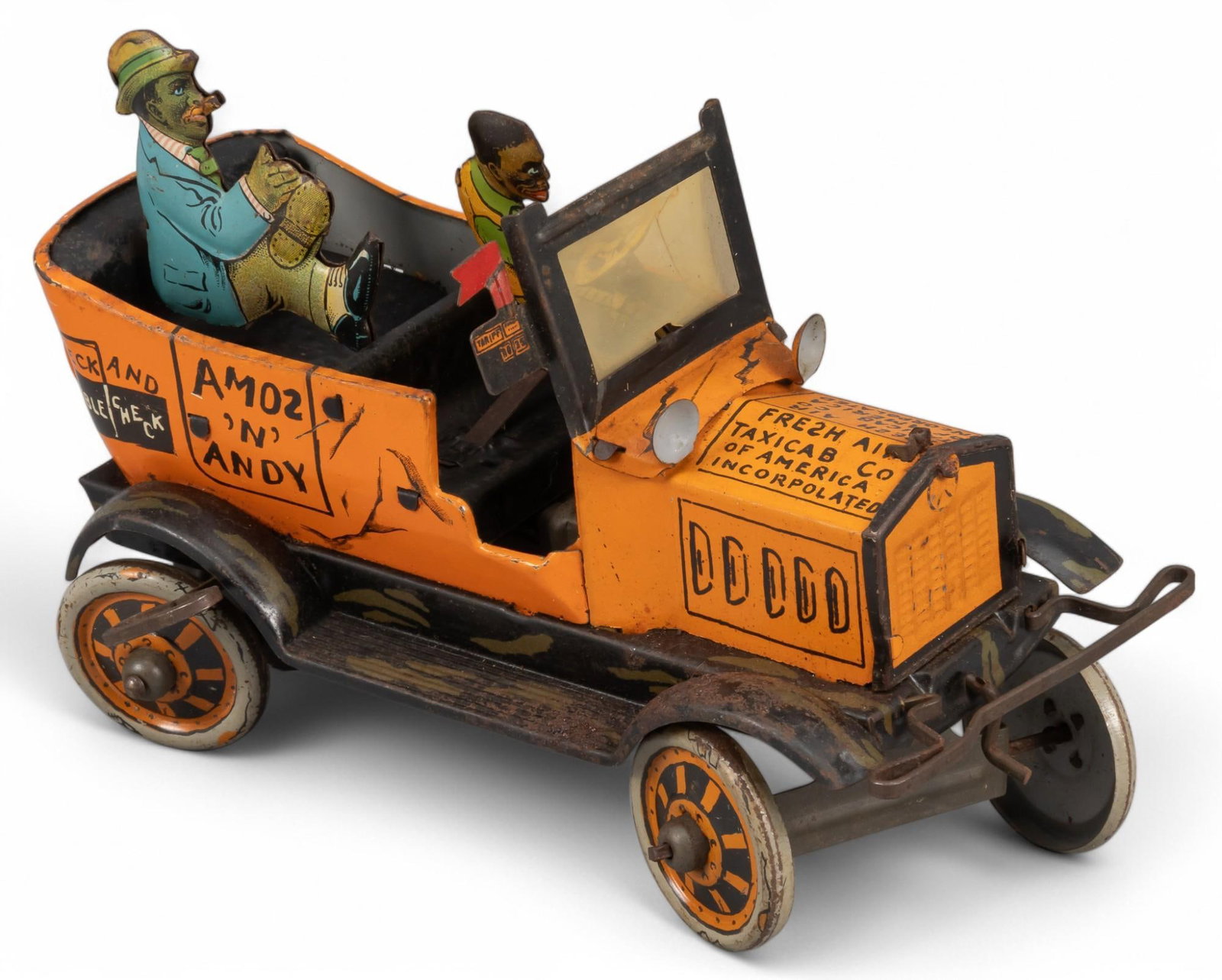 Louis Marx Amos and Andy Fresh Air Taxi Wind-Up: Louis Marx (New York, New York) Amos and Andy Fresh Air Taxi lithographed tin wind-up toy height 5 in. x width 3.5 in. x depth 7.75 in. Provenance: The Estate of Sylvia Flores, from her landmark mid-c