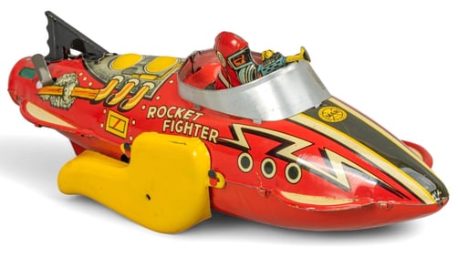 Vintage Louis Marx (USA) Sparkling Rocket and Fighter Ship with Box