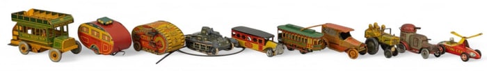(10) Vintage Lithrographed Tin Toys