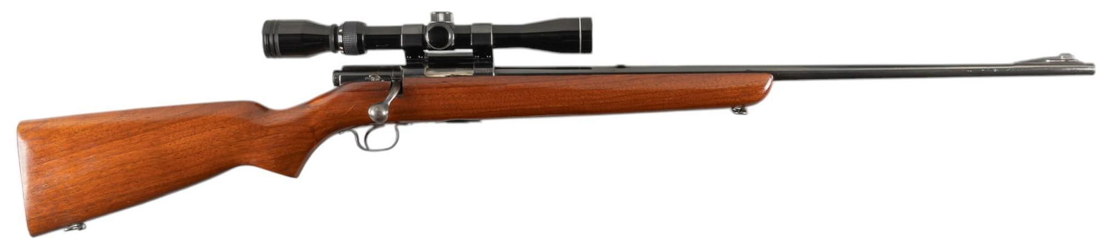 Winchester Model 43 218 Bee Bolt Action Rifle: Serial: 17861A Manufacturer: Winchester Model: 43 Caliber: 218 Bee Barrel length: 24 in. OAL: 42.25 in. Condition: Good; stock has light wear & handling marks throughout; barrel & receiver ha