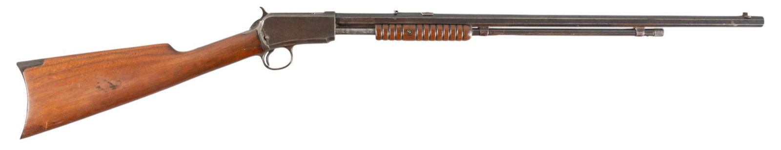 Winchester Model 90 22 Short Slide Action Rifle: Serial: 80926 Manufacturer: Winchester (c. 1900) Model: 90 Caliber: 22 Short Barrel length: 24 in. OAL: 40.25 in. Condition: Good; stock has light wear & handling marks commensurate with age inclu