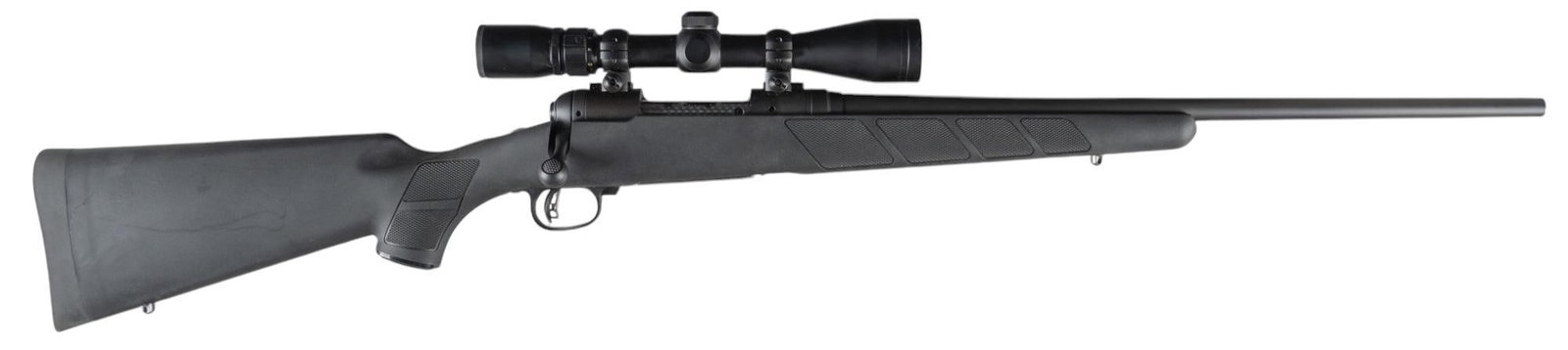 Savage Model 11 22-250 Bolt-Action Rifle: Serial: J227381 Manufacturer: Savage Arms Model: 11 Caliber: 22-250 Rem. Barrel length: 22 in. OAL: 42.5 in. Condition: Good; synthetic stock has light wear & handling marks throughout; barrel &am