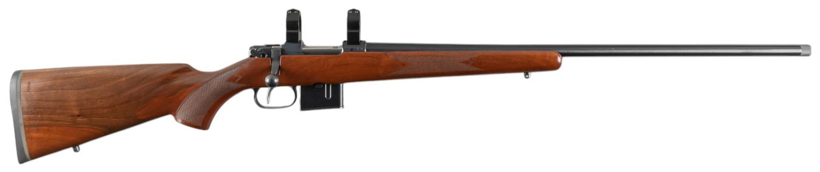 CZ 527 6.5 Grendel Bolt Action Rifle with Threaded Barrel: Serial: E083612 Manufacturer: CZ-Czech Republic / CZ-USA Model: 527 Caliber: 6.5 Grendel Barrel length: 25.75 in (Threaded) OAL: 44.25 in. Condition: Very Good; stock has very light wear & handlin