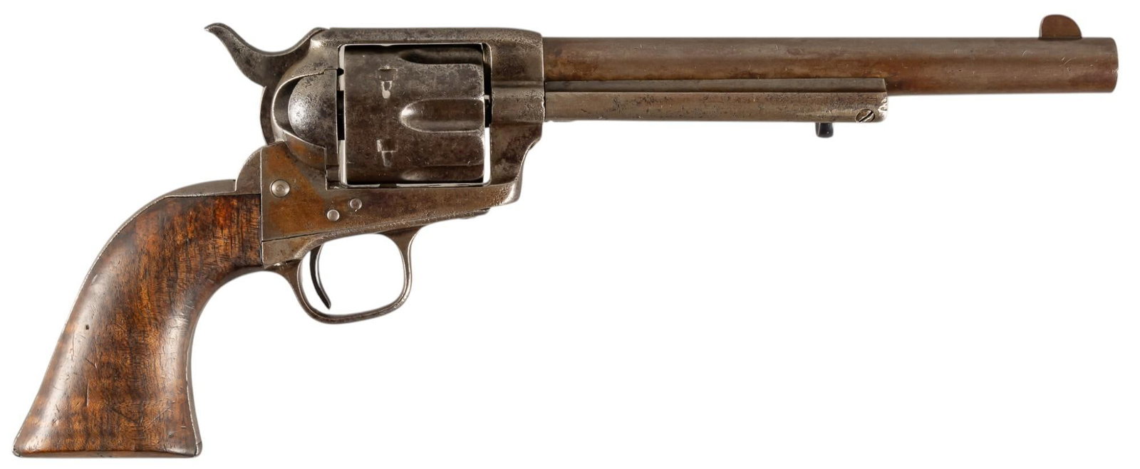 Antique Colt 1873 Single Action Army 45 LC Revolver W/ Letter: Serial: 21642 Manufacturer: Colt's PT. F.A. Mfg. Co. (c. 1875) Model: 1873 Single Action Army (early black powder) Caliber: 45 LC Barrel length: 7.5 in. OAL: 13 in. Condition: Good; nice walnut gr