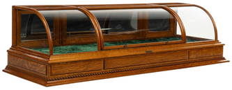 Beautiful J.W. Winchester Oak & Curved Glass Large Display Case