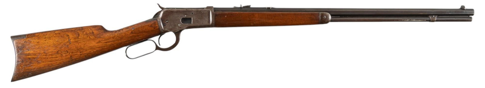 Winchester Model 92 32 WCF Lever Action Rifle: Serial: 950502 Manufacturer: Winchester Repeating Arms Co. (c. 1926) Model: 92 Caliber: 32-20 WCF Barrel length: 24.25 in. OAL: 42.25 in. Condition: Good-Fair; wood stock & forend have significant