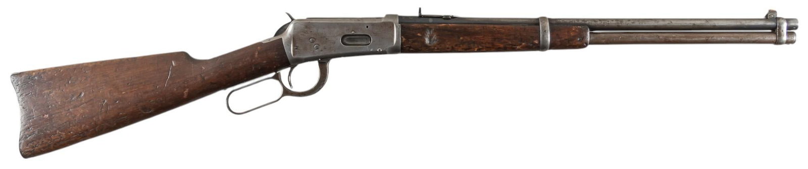 Winchester Model 1894 30 WCF Saddle Ring Carbine: Serial: 791820 Manufacturer: Winchester Repeating Arms Co. (c. 1915) Model: 1894 SRC Caliber: 30-30 WCF Barrel length: 20 in. OAL: 38 in. Condition: Good; wood stock & forend have fairly heavy wea
