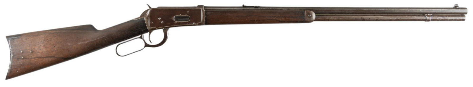 Winchester Model 1894 30 WCF Lever Action Rifle W/ Letter: Serial: 105338 Manufacturer: Winchester Repeating Arms Co. (c. 1901) Model: 1894 Caliber: 30-30 WCF Barrel length: 26 in. OAL: 44.5 in. Condition: Good-Fair; wood stock & forend have dark stain w/