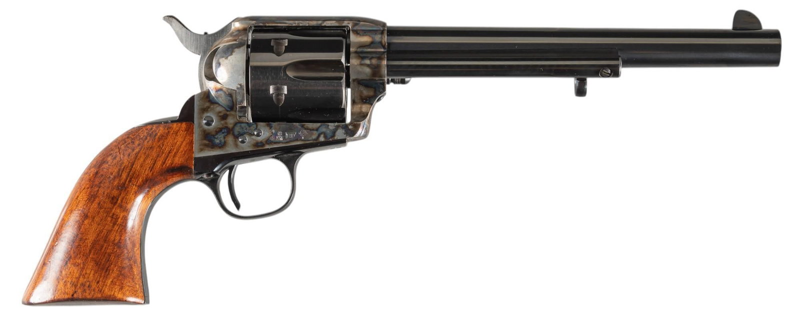 Uberti 1873 SAA 44-40 Revolver: Serial: 09469 Manufacturer: A. Uberti-Italy / Uberti-USA Model: 1873 SAA Caliber: 44-40 Barrel length: 7.5 in. OAL: 12.5 in. Condition: Good; grips have light wear & handling marks; barrel, ejecto