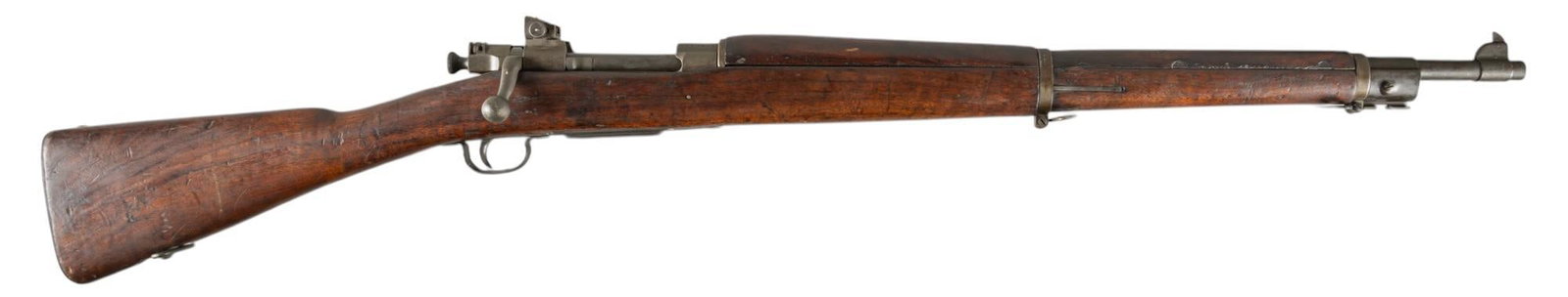 WWII Remington 1903-A3 30-06 Bolt Action Rifle: Serial: 3947476 Manufacturer: Remington Arms Co. (c. August, 1943) Model: 1903-A3 Caliber: 30-06 Barrel length: 24 in. OAL: 43.25 in. Condition: Good; stock has light wear & handling marks commens