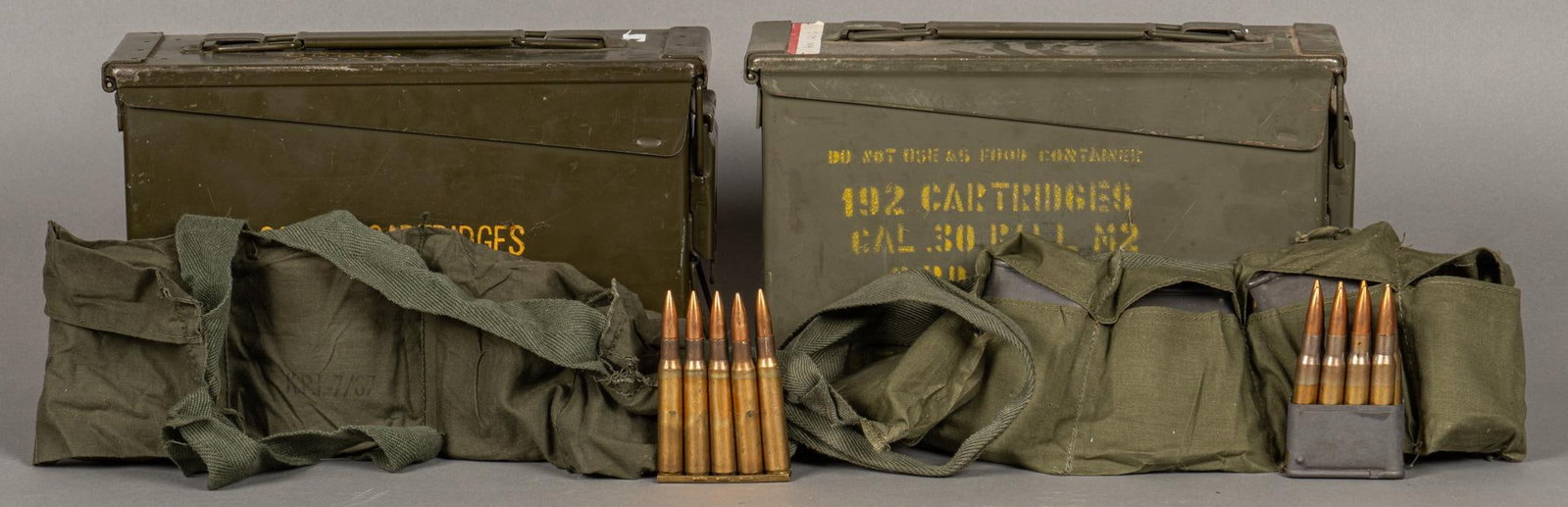 300 Rounds of 30-06 Ball M2 Ammunition in Enbloc Clips/Bandoleers: Includes: (38) M1 Garand Enbloc clips ,in bandoleers w/ 8-rds each of 30-06 surplus ammunition (309 rds total) -.30 Ball M2 mixed, some LC, some HXP -3 extra Enbloc clips; 5 extra rds of 30-06 on a st