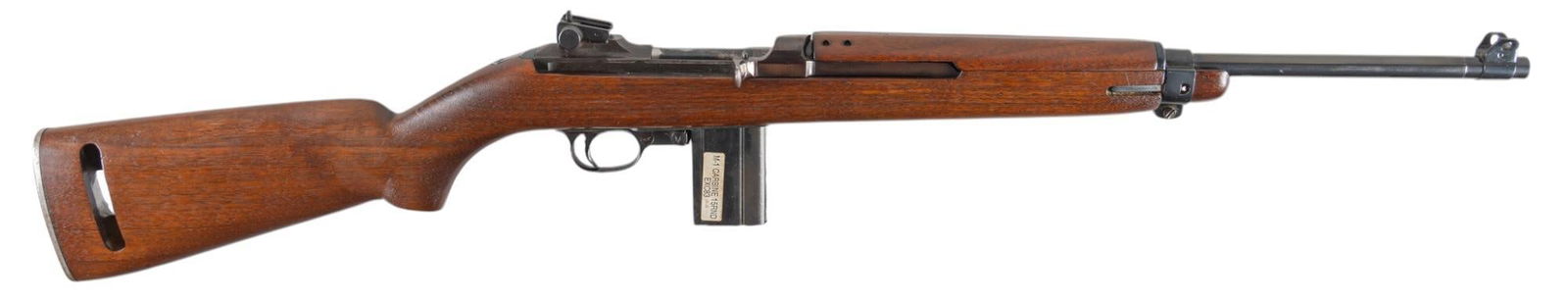 US WWII Winchester M1 30 Carbine Semi-Auto Rifle: Serial: 5827885 Manufacturer: Winchester (Not Dated) Model: M1 Carbine Caliber: 30 Carbine Barrel length: 18 in. OAL: 36 in. Condition: Very Good; stock has very light wear & handling marks; barre