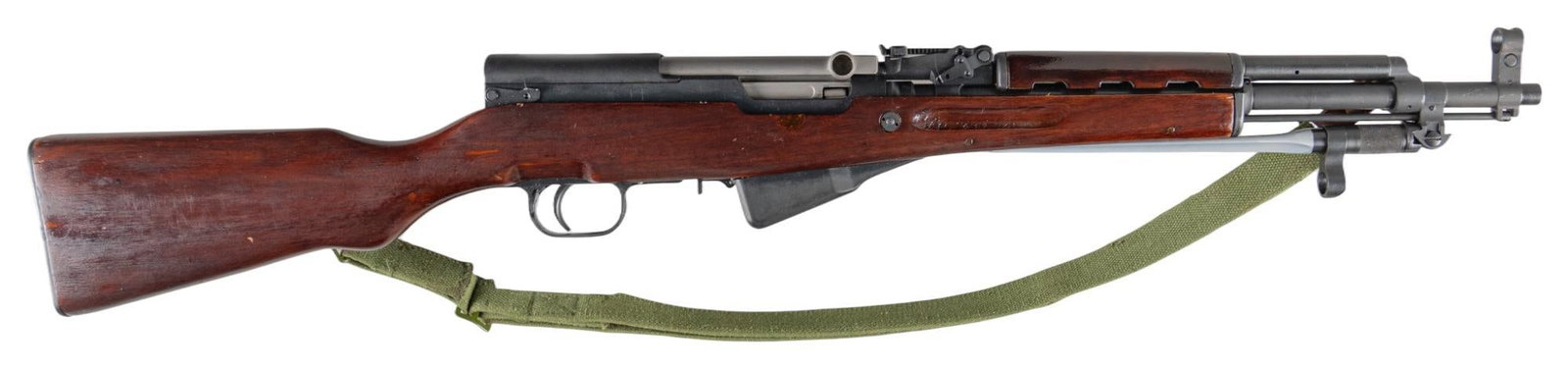 Type 56 SKS Paratrooper 7.62x39 Semi-Auto Rifle: Serial: 10388720 Manufacturer: Factory 26-China/GBE-HB, CA Model: Type 56 SKS Paratrooper Caliber: 7.62x39 Barrel length: 16 in. OAL: 36.25 in. Condition: Good; stock has very light wear & handlin