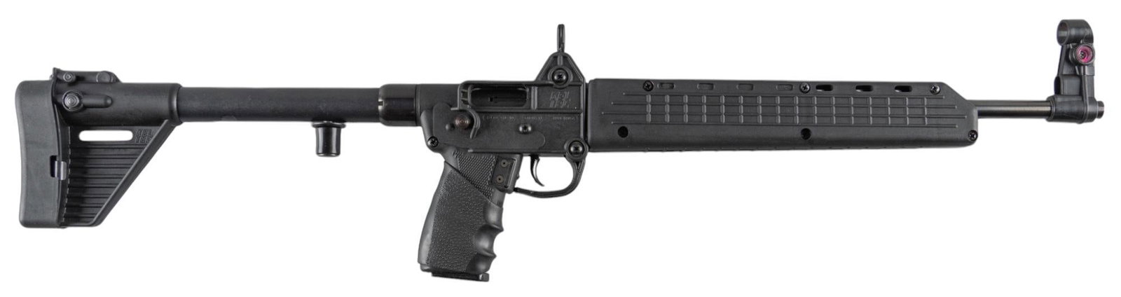 Kel-Tec Sub-2000 9mm Semi-Auto Rifle: Serial: EHW73 Manufacturer: Kel-Tec Model: Sub-2000 Caliber: 9MM Barrel length: 16 in. OAL: 30 in. Condition: Good; light wear & handling marks throughout; bore is mostly good & bright with st