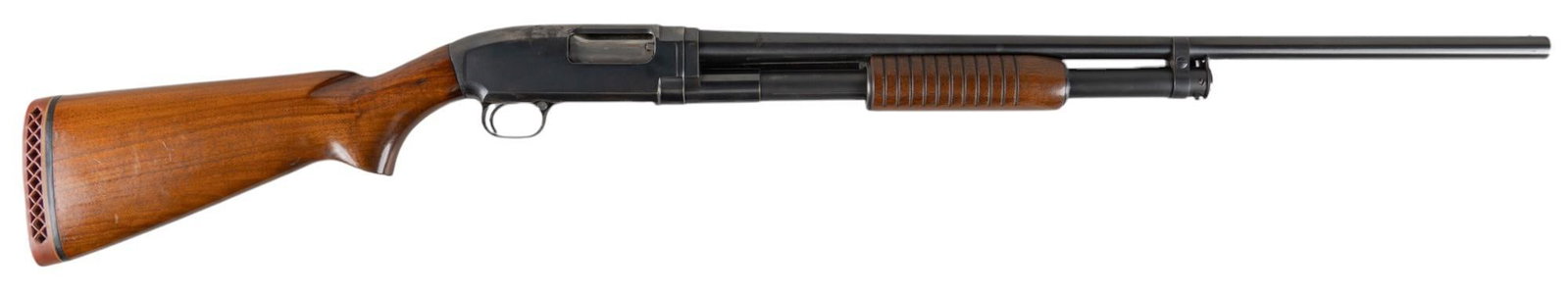 Pre-64 Winchester Model 12 16 Gauge Pump Action Shotgun: Serial: 1204105 Manufacturer: Winchester (c. 1948) Model: 12 Caliber: 16 Ga. (fixed imp. cyl. choke) Barrel length: 26 in. (2.75 in. chamber) OAL: 44.75 in. Condition: Good; wood stock & pump grip
