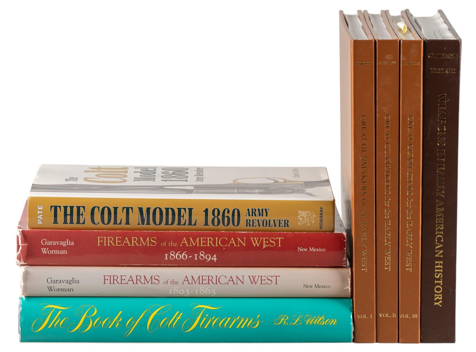 Collection of 8 Firearms Books: 2 Signed by R.L Wilson and Jim Gordon: Collection of 8 Firearms Books: -Charles W. Pate, "The Colt Model 1860 Army Revolver", Andrew Mowbray Inc.-Publishers, C. 2017 -R.L. Wilson, "The Book of Colt Firearms", 2nd Edition, B