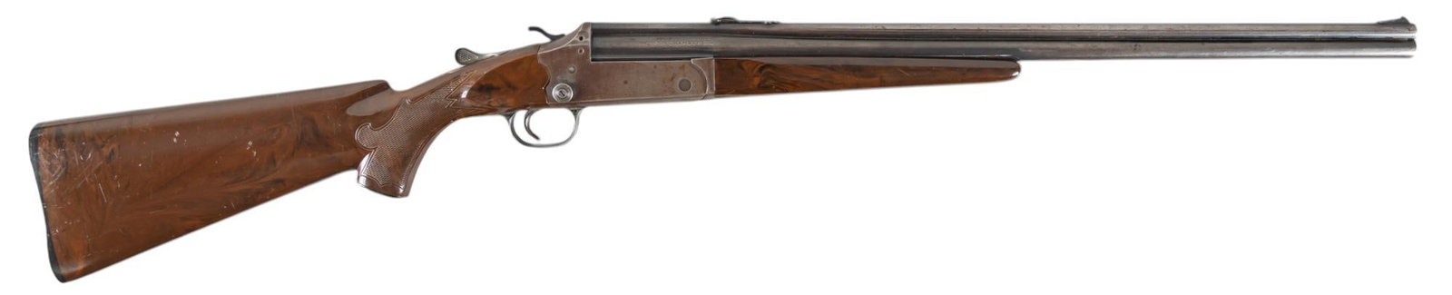 Savage Stevens 22-410 22 LR & 410 Bore O/U Combination Gun: Serial: NSN Manufacturer: Savage Arms Model: Stevens 22-410 Caliber: 22 LR / 410 Bore Barrel length: 24 in. OAL: 39.75 in. Condition: Good; stock & forend have light wear & handling marks; bar