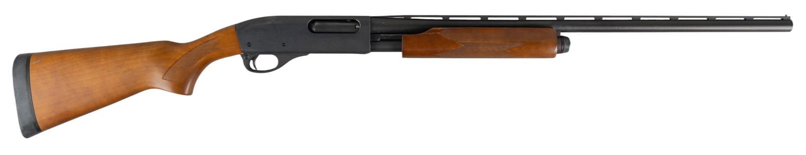 Remington 870 Express Magnum 20 Gauge Shotgun: Serial: B482023U Manufacturer: Remington Arms Co. Model: 870 Express Magnum Caliber: 20 Gauge (screw in skeet choke) Barrel Length: 25.5 in. (3 in. chamber) OAL: 45.75 in. Condition: Good; wood stock 