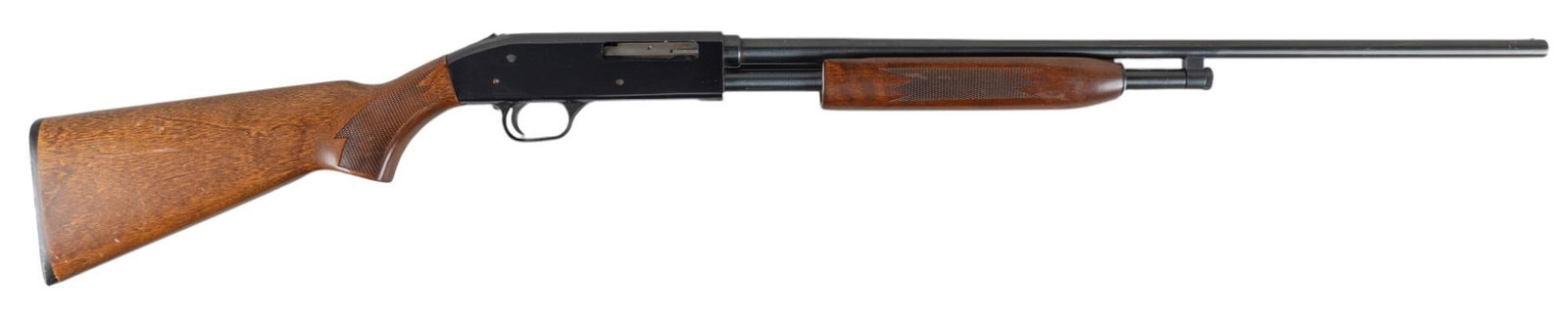 Mossberg Model 500 EG 410 Pump Action Shotgun: Serial: J153485 Manufacturer: Mossberg Model: 500 EG Caliber: 410 bore (fixed full choke) Barrel Length: 26 in. (3 in. chamber) OAL: 46 in. Condition: Good; wood stock & pump grip have moderate ha