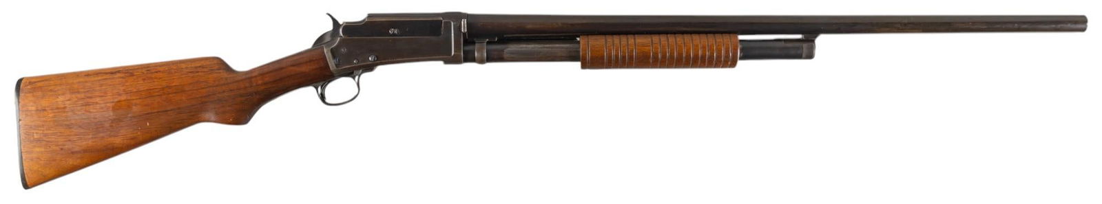 Marlin Model 19-N 12 Gauge Pump Action Shotgun: Serial: 16502 Manufacturer: Marlin Firearms Corp. Model: No. 19-N (A Grade) Caliber: 12 Gauge Barrel length: 28 in. OAL: 47 in. Condition: Good; wood stock & pump grip have light handling marks