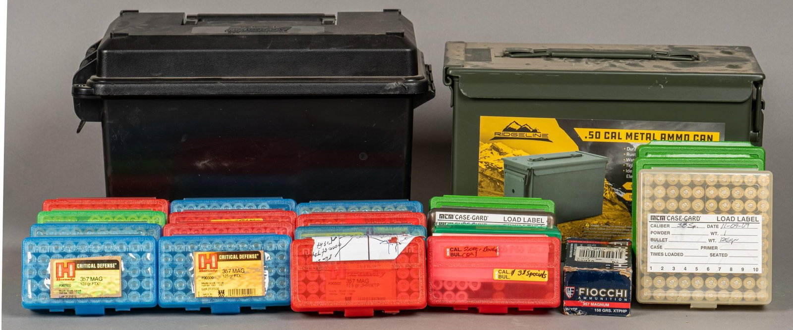 1070 Rounds of Mixed 357 Mag Reload Ammunition: Includes: -1070 rds of mixed reloaded 357 Mag (FTX, JHP, FMJ, lead, SP) Provenance: A Georgetown, Texas estate Note: We do not guarantee reliability of reloads. Bid with caution.
