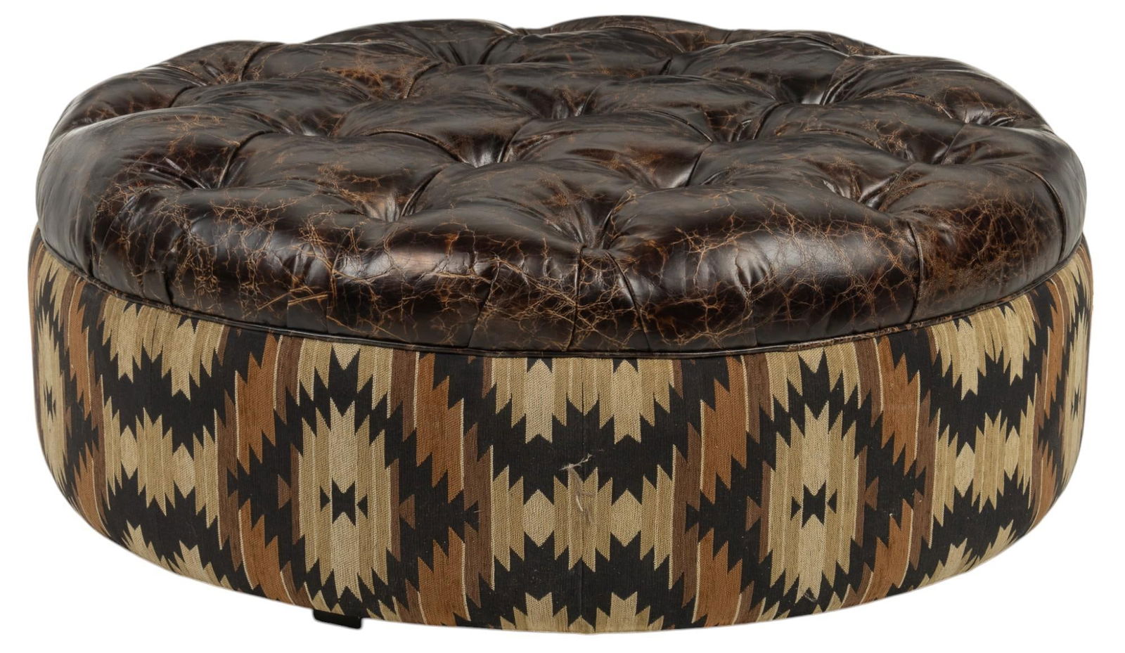 Bison Leather Ottoman (1 of 7)