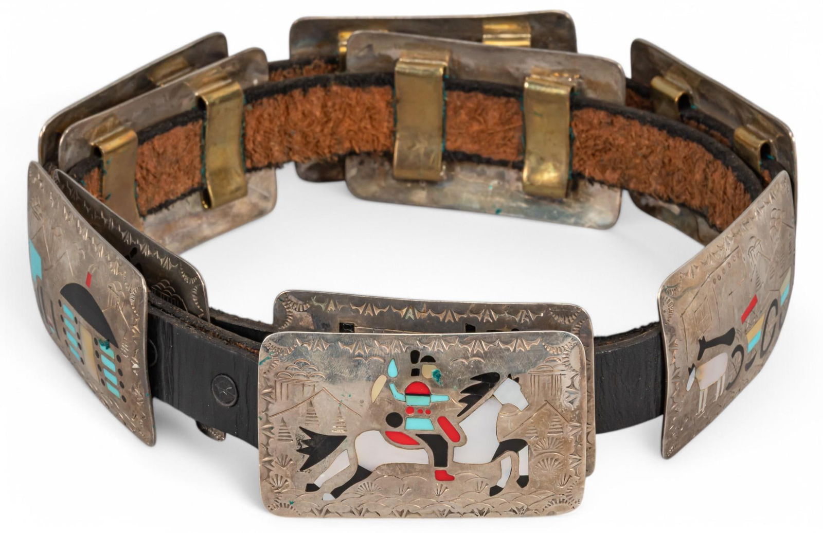 Sterling SIlver Stone Inlaid Storyteller Concho Belt (1 of 12)