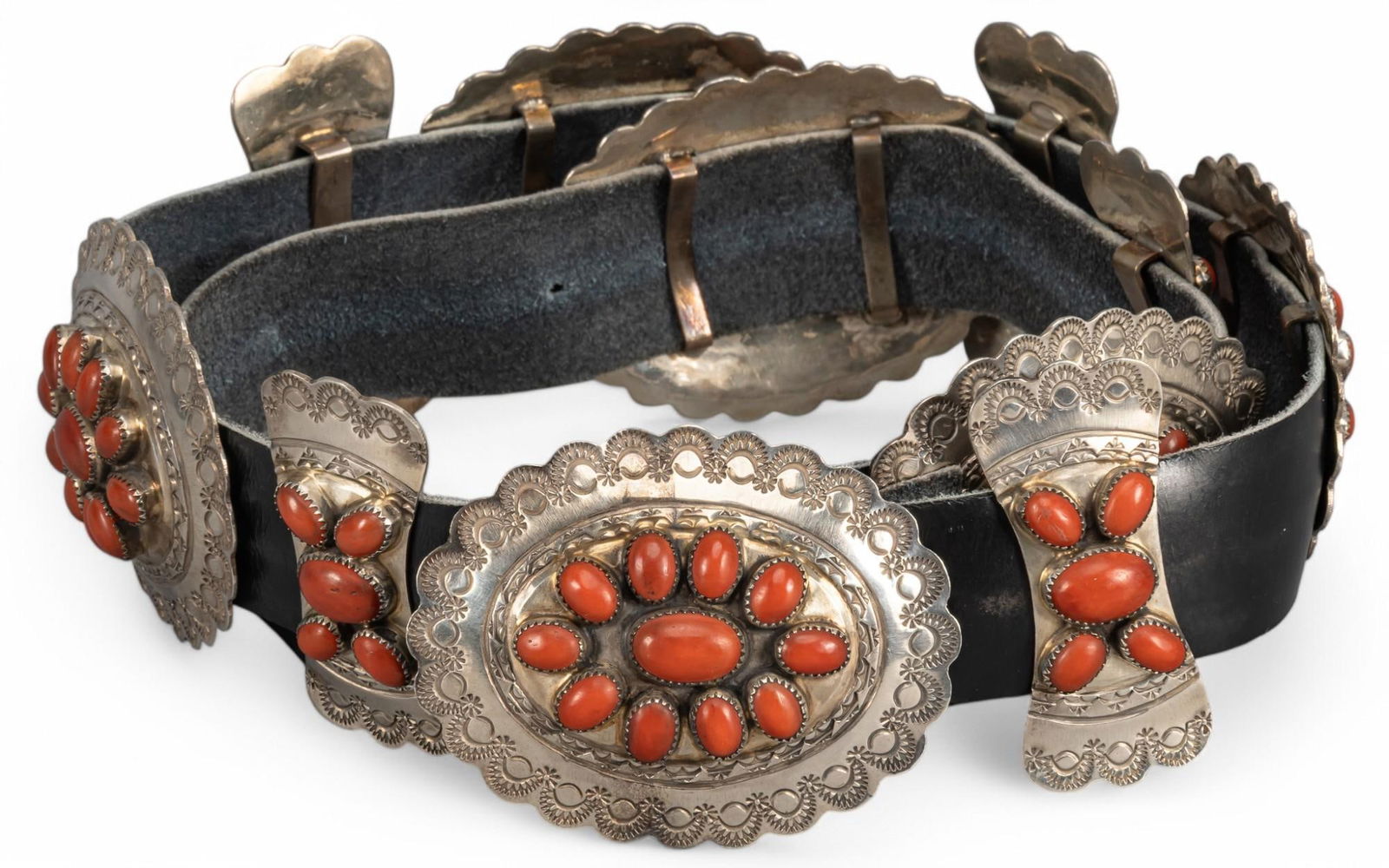 Sterling Silver Coral Concho Belt (1 of 11)