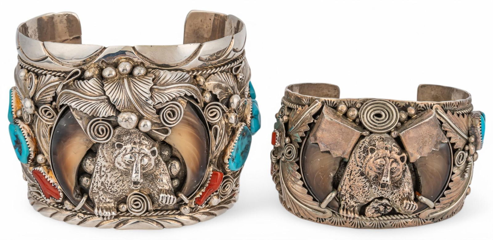 His and Hers Sterling Silver Bear Claw Cuffs (1 of 8)