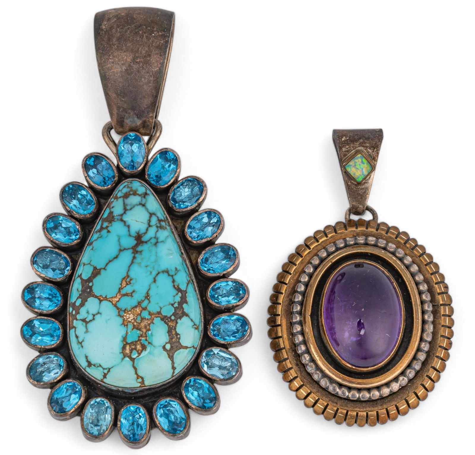 (2) Sterling Silver Gemstone Pendants (1 of 5)
